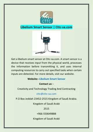 Libelium Smart Sensor | Cttc-sa.com