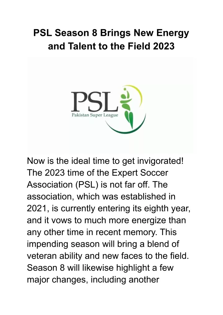 psl season 8 brings new energy and talent