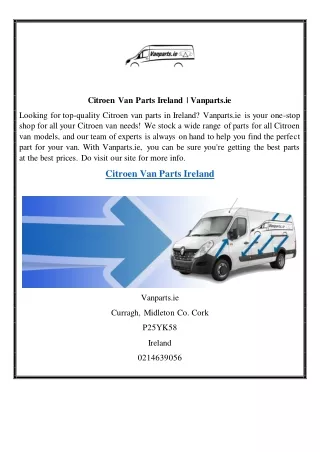 Citroen Van Parts Ireland  Vanparts.ie