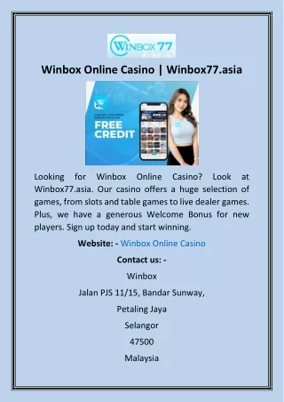 Winbox Online Casino  Winbox77.asia