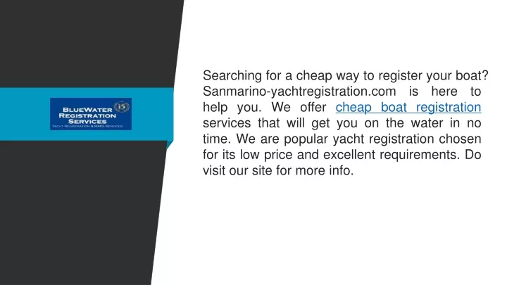 searching for a cheap way to register your boat