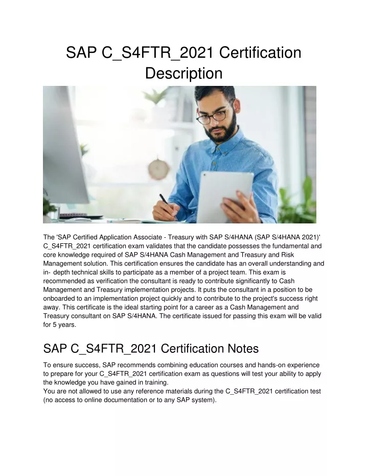 sap c s4ftr 2021 certification description