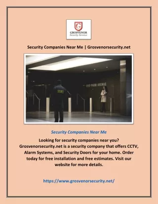 Security Companies Near Me | Grosvenorsecurity.net