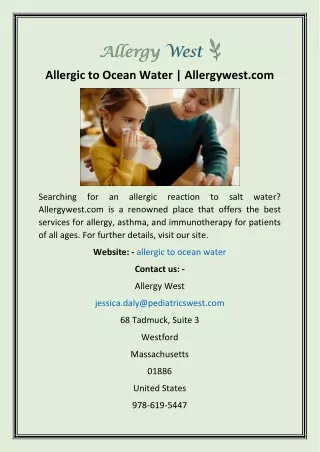Allergic to Ocean Water  Allergywest