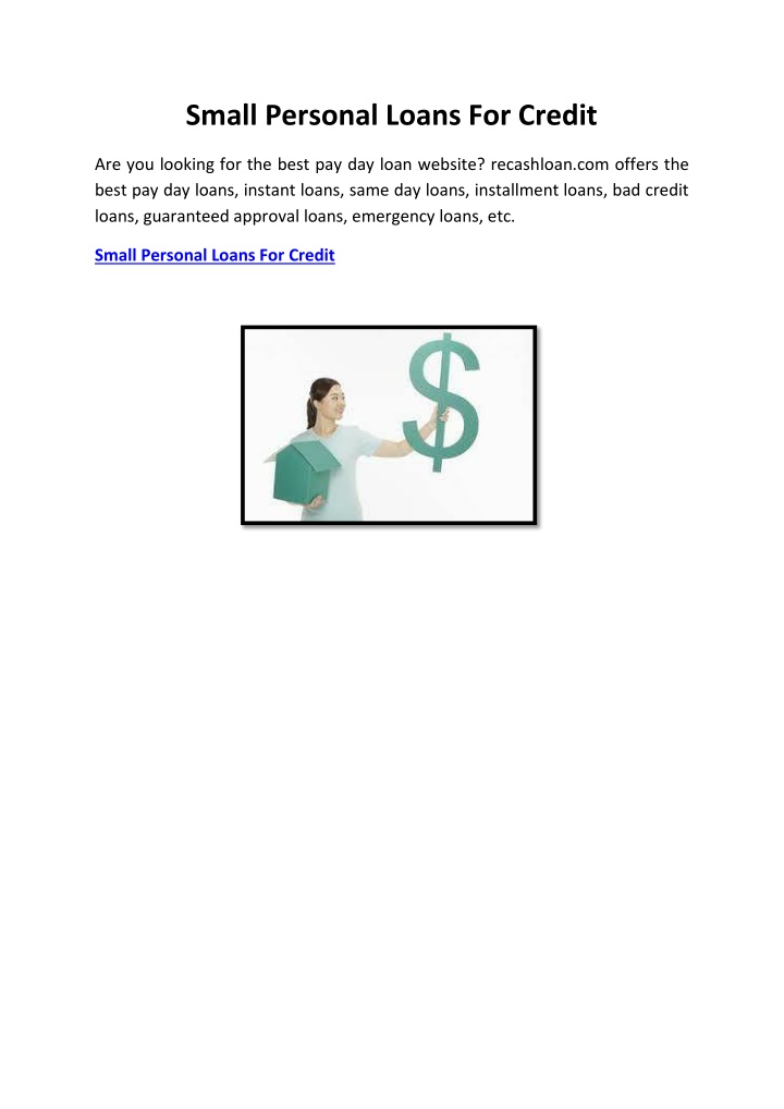 small personal loans for credit