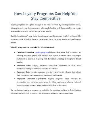 How Loyalty Programs Can Help You Stay Competitive