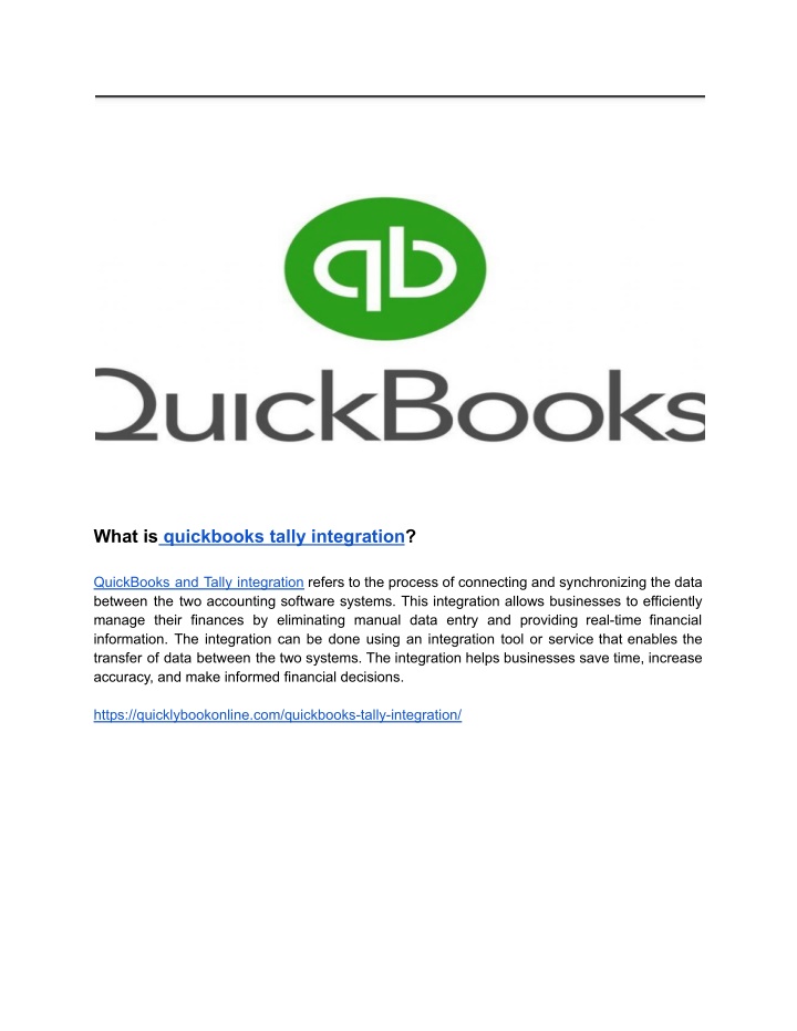 what is quickbooks tally integration