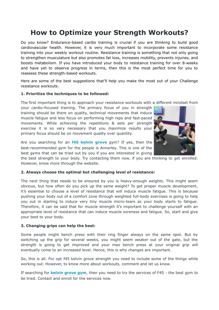 PPT - How to Optimize your Strength Workouts PowerPoint Presentation ...