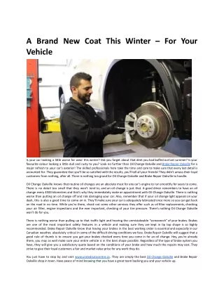 A Brand New Coat This Winter – For Your Vehicle