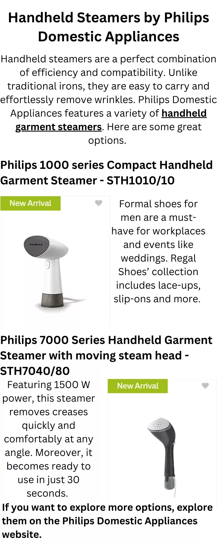handheld steamers by philips domestic appliances