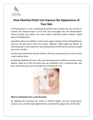 how chemical peels can improve the appearance