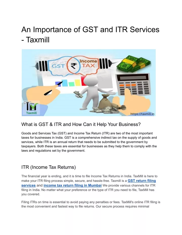 an importance of gst and itr services taxmill