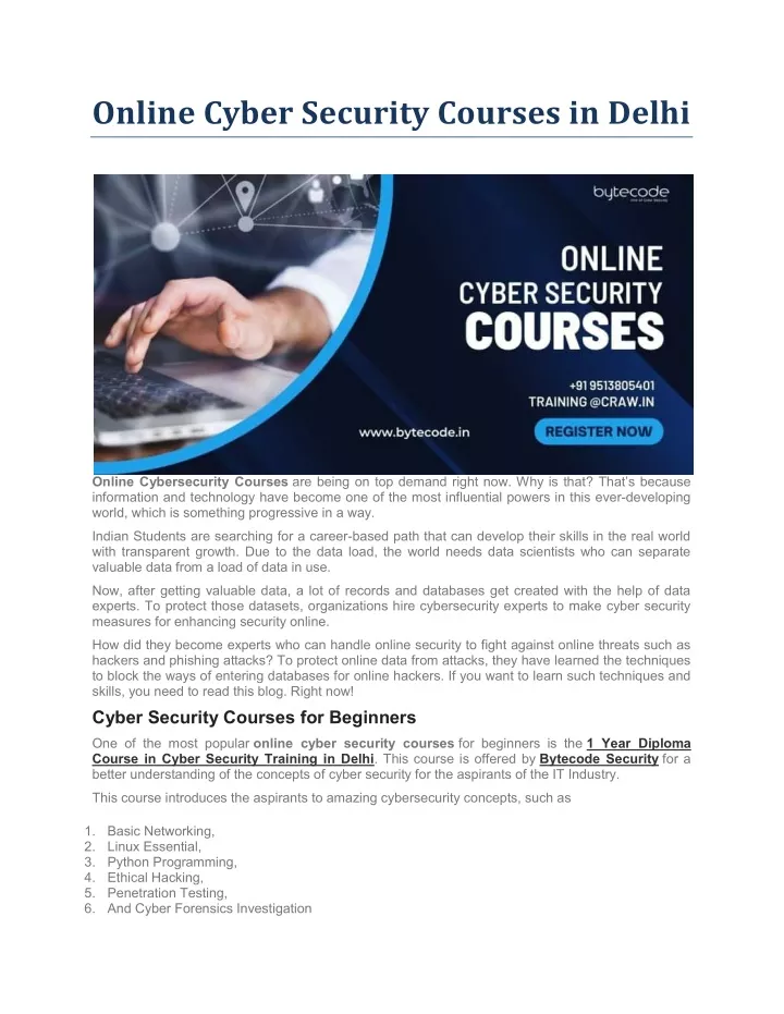 online cyber security courses in delhi