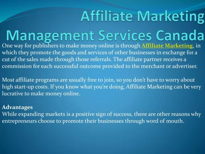 affiliate marketing management services canada