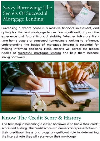 Expert Advice and Mortgage Lending Services