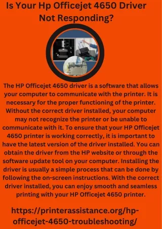 Is Your Hp Officejet 4650 Driver Not Responding