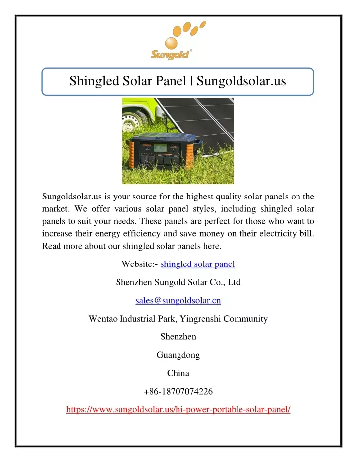 shingled solar panel sungoldsolar us