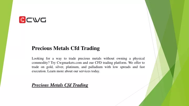 precious metals cfd trading