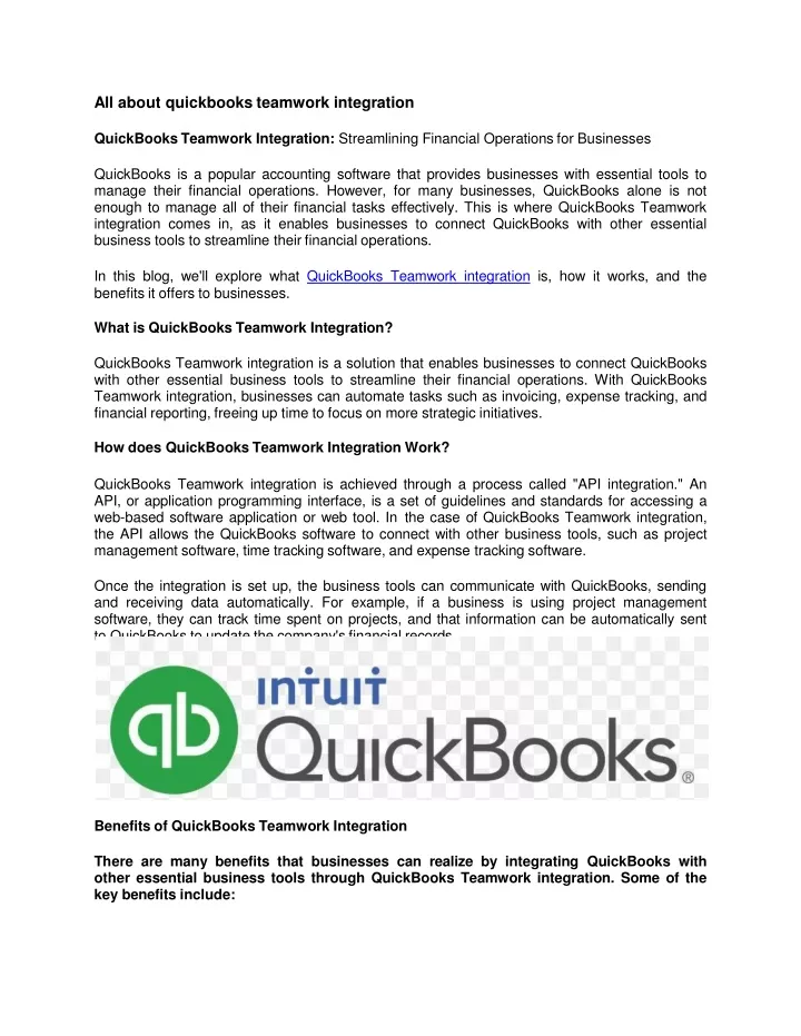 all about quickbooks teamwork integration