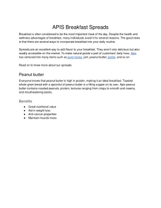 APIS Breakfast Spreads