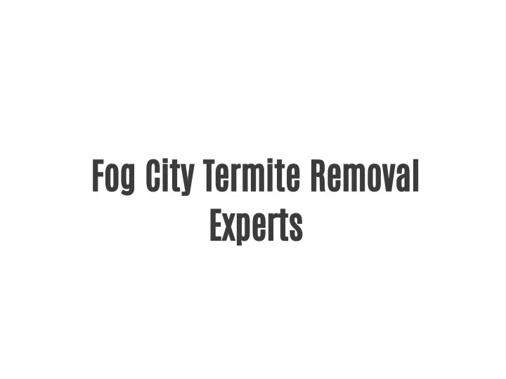 fog city termite removal experts