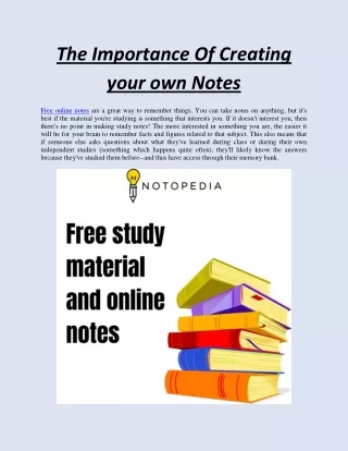 The Importance Of Creating your own Notes - Notopedia