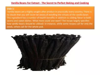 Vanilla Beans For Extract - The Secret to Perfect Baking and Cooking