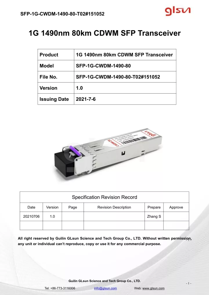 sfp 1g cwdm 1490 80 t02 151052