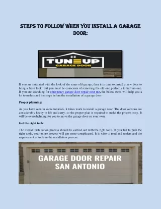 Steps to follow when you install a garage door