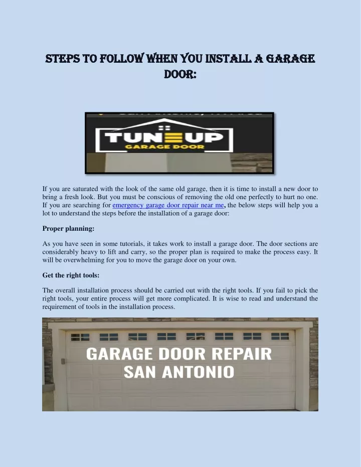 steps to follow when you install a garage steps