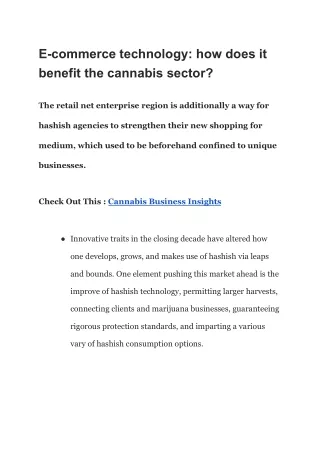 E-commerce technology how does it benefit the cannabis sector