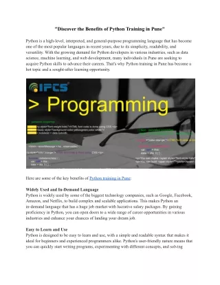 Python Training in Pune