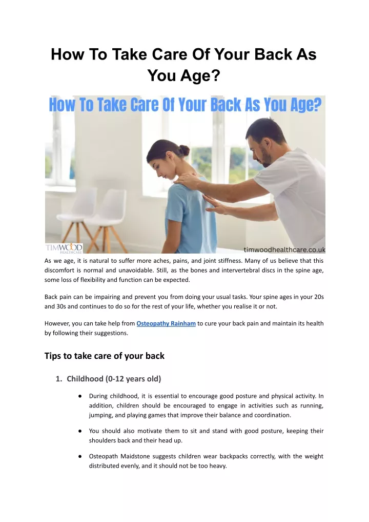 how to take care of your back as you age