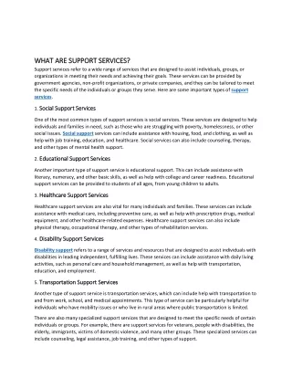what are support services what are support