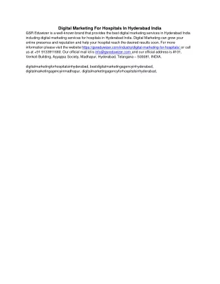 Digital Marketing For Hospitals In Hyderabad India