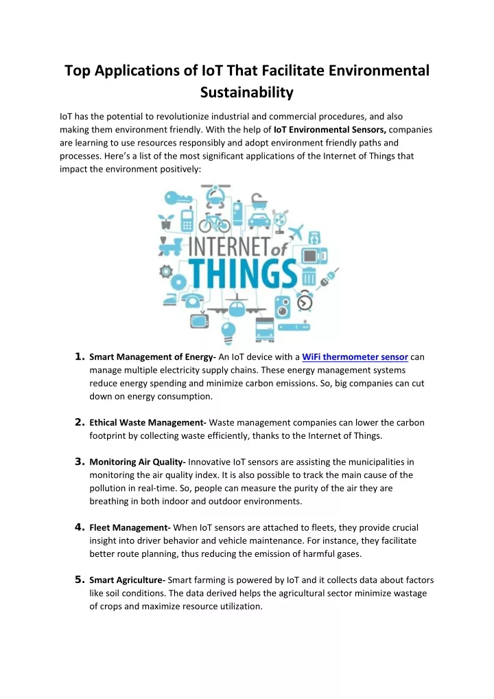 top applications of iot that facilitate