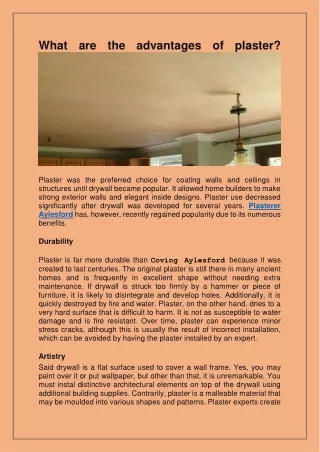 what are the advantages of plaster