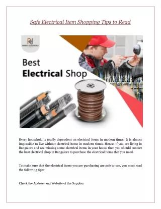 Safe Electrical Item Shopping Tips to Read