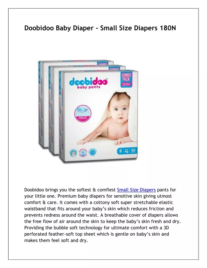 doobidoo baby diaper small size diapers 180n