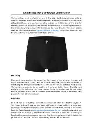 What Makes Men's Underwear Comfortable?