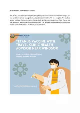 Tetanus vaccine with travel clinic health advisor near Windsor