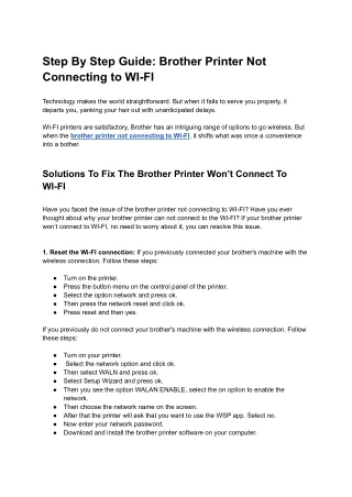 Step By Step Guide: Brother Printer Not Connecting To WiFi