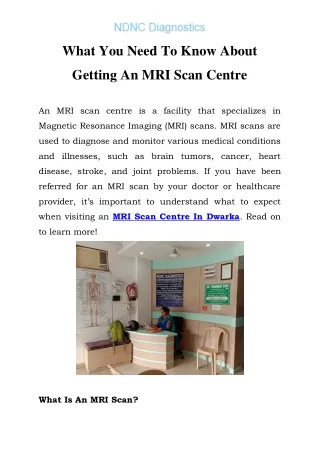 MRI Scan Centre In Dwarka Call- 9870270483