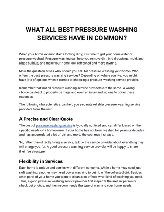 WHAT ALL BEST PRESSURE WASHING SERVICES HAVE IN COMMON?