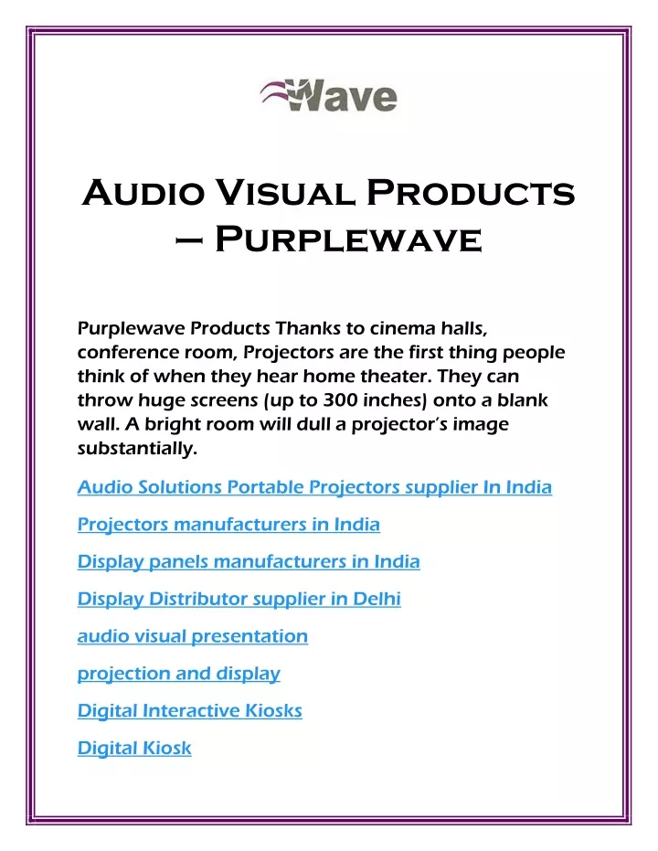 audio visual products purplewave