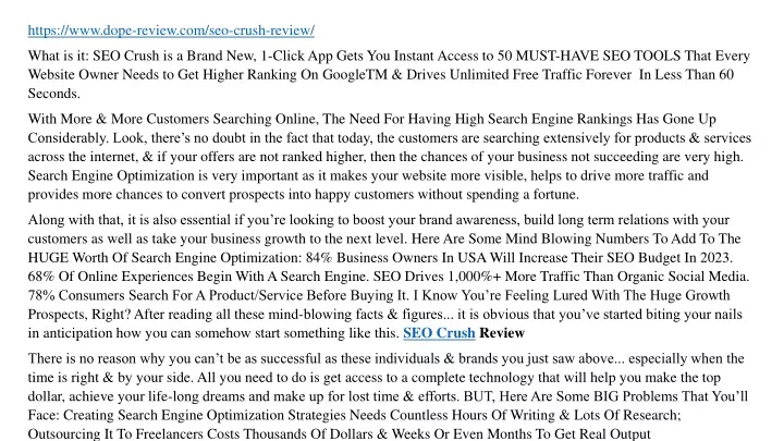 https www dope review com seo crush review what