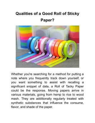 qualities of a good roll of sticky paper