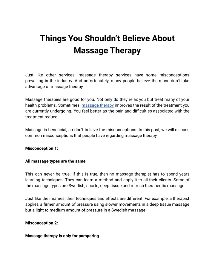 things you shouldn t believe about massage therapy