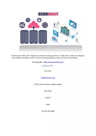 Cheapest Ecommerce Hosting in India | Ezerhost.com