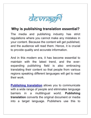 why is publishing translation essential